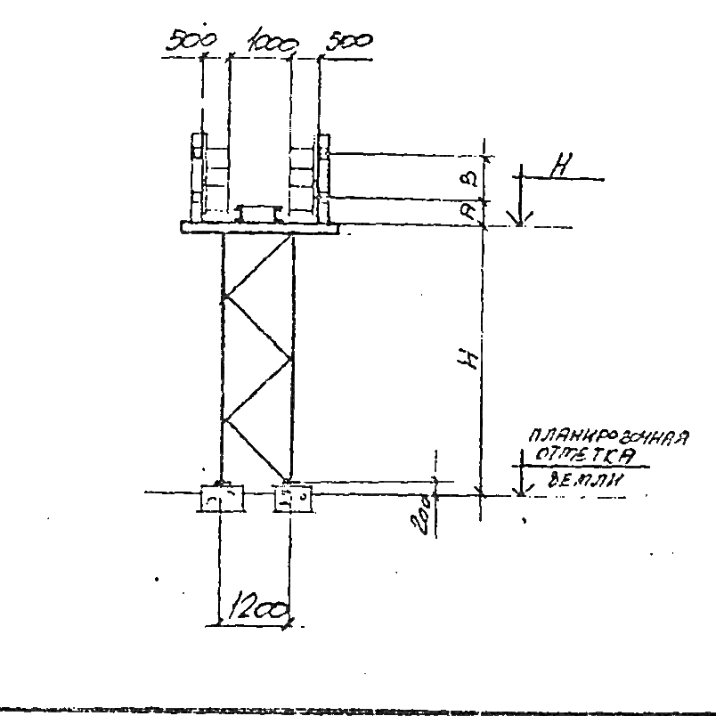 Проходная кабельная эстакада тип II серия 3.016.2-12, габаритная схема