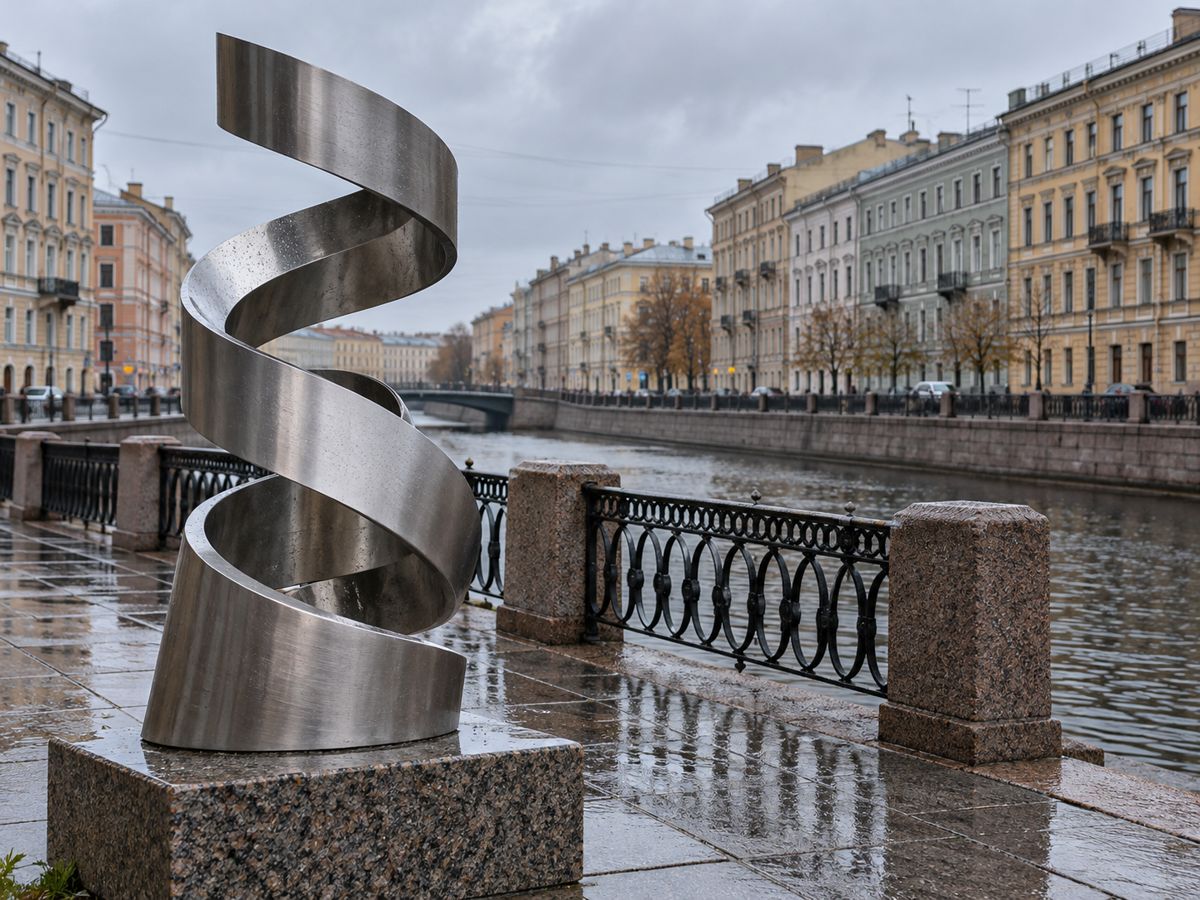 Спираль из нержавеющей стали на набережной