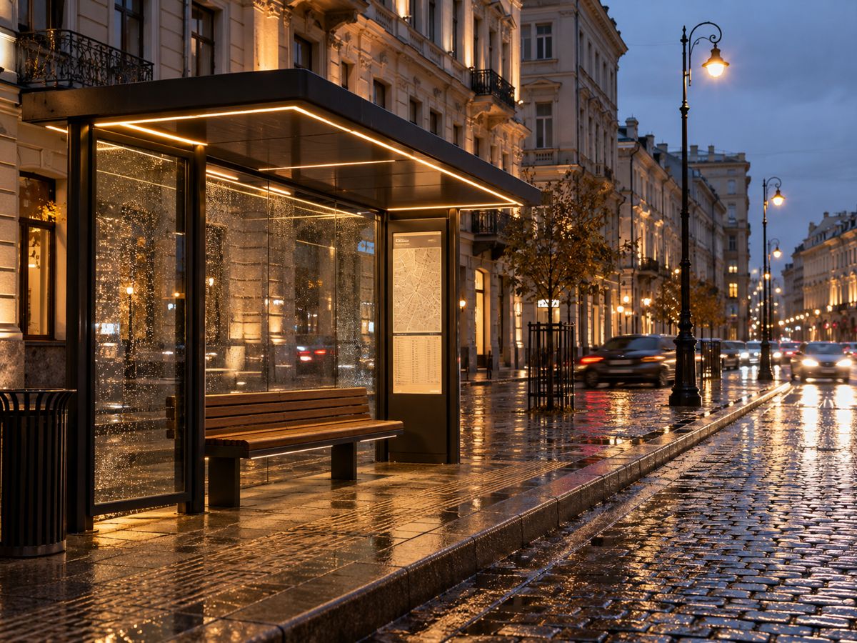 Павильон с LED-подсветкой и навигационным стендом