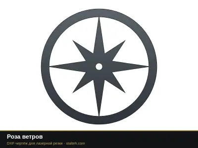 Роза ветров: DXF чертёж для лазерной резки