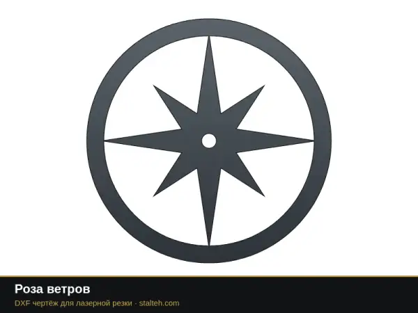 Роза ветров: DXF чертёж для лазерной резки