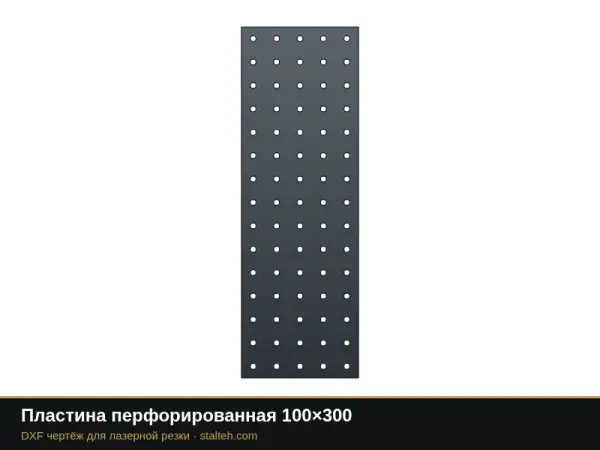 Пластина перфорированная 100×300: DXF чертёж для лазерной резки