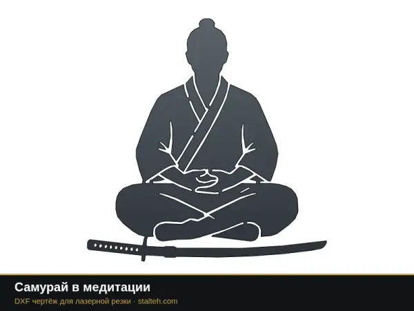 Самурай в медитации: DXF чертёж для лазерной резки
