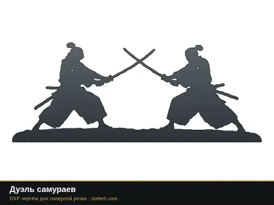 Японская тематика: самураи, маски, сакура: DXF чертежи для лазерной резки