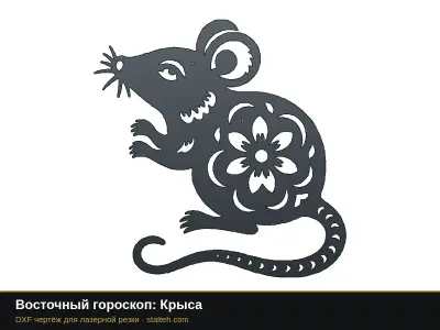 Восточный гороскоп: Крыса Восточный гороскоп: Крыса: DXF чертёж для лазерной резки