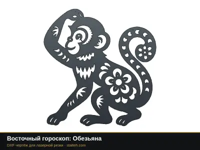 Восточный гороскоп: Обезьяна Восточный гороскоп: Обезьяна: DXF чертёж для лазерной резки