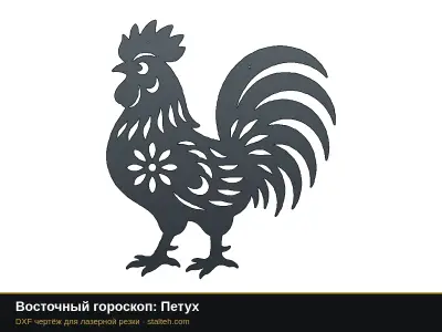 Восточный гороскоп: Петух Восточный гороскоп: Петух: DXF чертёж для лазерной резки