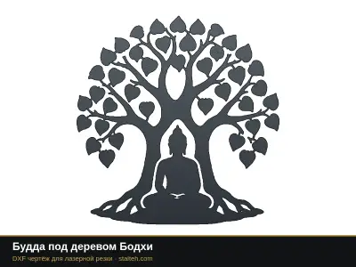 Будда под деревом Бодхи: DXF чертёж для лазерной резки