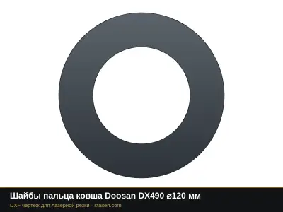 Шайбы пальца ковша Doosan DX490 ⌀120 мм: DXF чертёж для лазерной резки