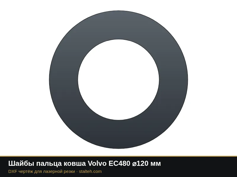 Шайбы пальца ковша Volvo EC480 ⌀120 мм: DXF чертёж для лазерной резки