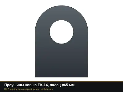 Проушины ковша ЕК-14, палец ⌀65 мм: DXF чертёж для лазерной резки
