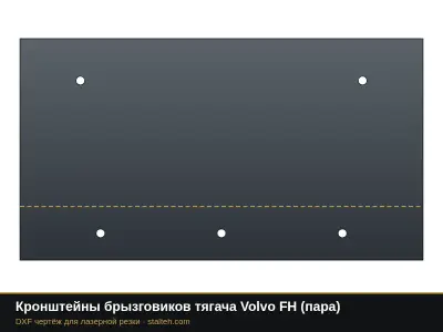 Кронштейны брызговиков тягача Volvo FH (пара): DXF чертёж для лазерной резки