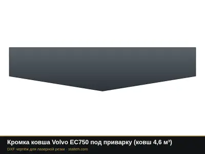Кромка ковша Volvo EC750 под приварку (ковш 4,6 м³): DXF чертёж для лазерной резки