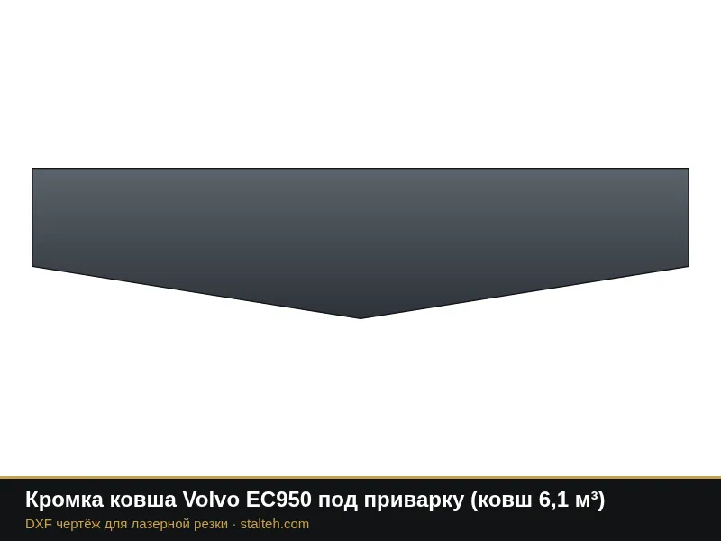 Кромка ковша Volvo EC950 под приварку (ковш 6,1 м³): DXF чертёж для лазерной резки