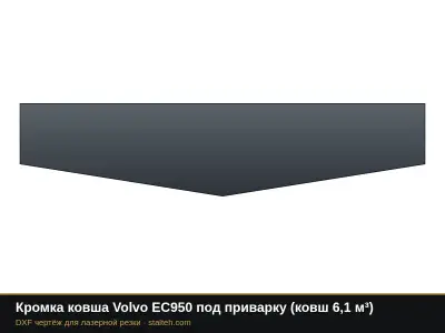 Кромка ковша Volvo EC950 под приварку (ковш 6,1 м³): DXF чертёж для лазерной резки