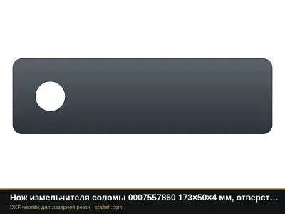 Нож измельчителя соломы 0007557860 173×50×4 мм, отверстие Ø20: DXF чертёж для лазерной резки