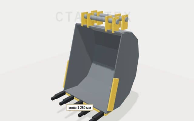 3D ковша экскаватора с подсветкой сменных деталей